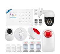 Smart Alarm GSM Tuya Smart Home Alarm System Kit 433 Mhz Di Allarme Wireless Di Sicurezza Telecamera IP Sensore Di Movimento Anti-animale Domestico per Ville e Magazzini(W181 GSM Tuya Kit 5)