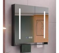 Smart Armadietto da parete in legno con specchio anti-appannamento, elegante, con display a orologio, soluzione di archiviazione elegante per bagni moderni