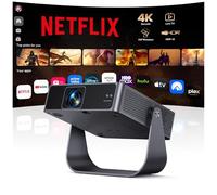 Smart Beamer【Compatibile con Netflix/Live TV/girevole a 330°】Mini proiettore 4K con messa a fuoco automatica/correzione trapezoidale 6D, mini proiettore 4K 1080P Full HD WiFi6 & Bluetooth, home