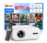 Smart Beamer【Netflix Official】 con messa a fuoco elettrica/correzione trapezoidale, 20000LM 1080P Full HD WiFi 6 Bluetooth 5.2 Mini proiettore home theater, mini proiettore con un clic di Netflix