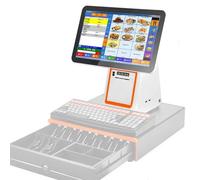 Smart Cash Registe, All-in-One Cashier Register with Dual Touch Screen 15.6", with CPU I5, 8GB RAM, 128G SSD, Windows 10, WiFi Module, Built-in Thermal Print, POS System for Small Business ,White