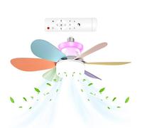 Smart Ceiling Fans With Lights - LED Ceiling Fan With Lights | Mute RGB Dimmable LED Ceilings Light Fixture, Ceilings Fan Light | 3 Speeds E27 Screw Mouth Removable Lamp For Kids Room