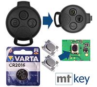 SMART - Chiave per auto radiocomandata, 3 tasti, con microfono e batteria per Smart