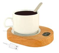 Smart Coffee Mug Warmer - USB Cup Warmer with Wood Grain | Maintains Temperature of Coffee, Tea, Milk, Water, and Hot Cocoa Essential Desk Accessory for Home Office Drink Heating and