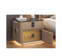 Smart con stazione di ricarica e porte USB/Tipo-C moderno comodino a led nascosto cassaforte e cassetto serratura a combinazione, sensore altoparlante luce per camera da letto