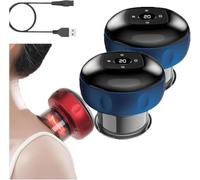 Smart Cupping Therapy Massaggiatore, 5 in 1, regolabile, 12 livelli, kit di coppettazione portatile, allevia i dolori al collo, spalle, schiena, migliora la circolazione sanguigna (blu, 2 pezzi)