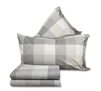 Smart Deco Home Completo letto lenzuola federe letto stampa fantasia 100% Cotone Made in Italy MATRIMONIALE QUADRI GRIGIO