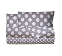Smart Deco Home Completo letto lenzuola federe letto stampa fantasia 100% cotone Made in Italy MATRIMONIALE POIS GRIGIO