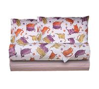 Smart Deco Home Completo letto lenzuola federe letto stampa fantasia 100% cotone Made in Italy MATRIMONIALE GATTI ARANCIONE