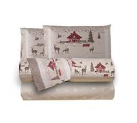 Smart Deco Home Completo letto lenzuola federe letto stampa fantasia 100% Cotone Made in Italy MATRIMONIALE COUNTRY BEIGE