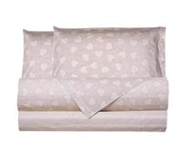 Smart Deco Home Completo letto lenzuola federe letto stampa fantasia 100% Cotone Made in Italy MATRIMONIALE CUORI TORTORA
