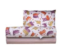Smart Deco Home Completo letto lenzuola federe letto stampa fantasia 100% cotone Made in Italy PIAZZA E MEZZA GATTI ARANCIONE