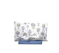 Smart Deco Home Completo letto lenzuola federe letto stampa fantasia 100% Cotone Made in Italy PIAZZA E MEZZA MONGOLFIERE AZZURRO