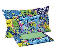 Smart Deco Home Completo letto lenzuola federe letto stampa fantasia 100% Cotone Made in Italy SINGOLO GRAFFITI