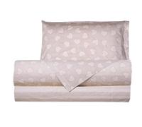 Smart Deco Home Completo letto lenzuola federe letto stampa fantasia 100% Cotone Made in Italy SINGOLO CUORI TORTORA