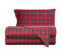 Smart Deco Home Completo letto lenzuola federe letto stampa fantasia 100% Cotone Made in Italy UNA PIAZZA E MEZZA SCOZZESE ROSSO