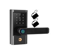Smart Door Lock Electronic Biometric Fingerprint APP Key Fobs Alexa Handle Keyless Entry Locks for Home Installazione semplice fai da te(Black no APP)