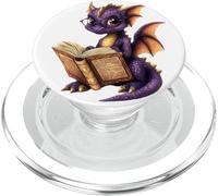 Smart Dragon Baby in viola leggere un libro per bambini PopSockets PopGrip per MagSafe
