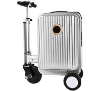 Smart Electric - Valigetta da viaggio per adulti, leggera, con serratura TSA, porta USB e batteria - Versatile da viaggio con scooter da viaggio, argento