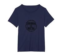 Smart Fella or Fart Smella Divertente Gioco di Parole Umorismo Maglietta, Donna Plus-Size, Navy, 1X