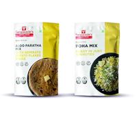 Smart Food Aloo Paratha Dual Combo-05, Instant Aloo Paratha, Poha Mix, Pronto da cucinare, Cibo casalingo con gusti raccolti a mano, confezione da 2 (uno per ciascuno)