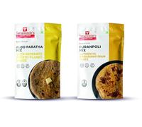 Smart Food Aloo Paratha Dual Combo-06, Instant Aloo Paratha, Puran Poli Mix, Pronto da Cucinare, Alimenti fatti in casa con gusti selezionati a mano, confezione da 2 (uno per ciascuno)