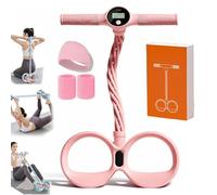 Smart Foot Pedal Puller, 6 Tube Pedal Puller Resistance Band with Digital Counter & Handles, Multifunction Elastic Yoga Resistance Band, for Full Body Stretching & Yoga Toning (Pink)