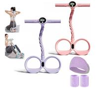Smart Foot Pedal Puller, 6 Tube Pedal Puller Resistance Band with Digital Counter & Handles, Multifunction Elastic Yoga Resistance Band, for Full Body Stretching & Yoga Toning (Pink+Purple)