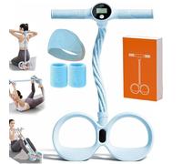 Smart Foot Pedal Puller, 6 Tube Pedal Puller Resistance Band with Digital Counter & Handles, Multifunction Elastic Yoga Resistance Band, for Full Body Stretching & Yoga Toning (Blue)