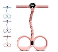 Smart Foot Pedal Puller, 6 Tube Puller Resistance Band, with Digital Counter, Multifunction Fitness Bands for Abdomen, Waist, Arm, Leg (Pink)