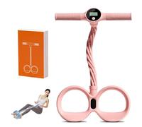 Smart Foot Pedal Puller with Digital Counter, 6-Tube Resistance Bands for Home Workout, Elastic Tension Rope with Handles for Arm & Waist Stretching, Sit Up Exercise Equipment (Pink)