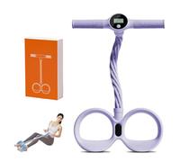 Smart Foot Pedal Puller with Digital Counter, 6-Tube Resistance Bands for Home Workout, Elastic Tension Rope with Handles for Arm & Waist Stretching, Sit Up Exercise Equipment (Purple)