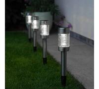 Smart Garden 4 Pack Luci da Palo Solari LED Martini Argento in Acciaio Inox IP44