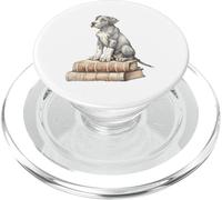 Smart Great Dane Puppy on Books Acquerello Dog Lover Art PopSockets PopGrip per MagSafe
