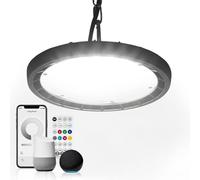 Smart Home - Faretto LED High Bay per interni, in rete Bluetooth, 100 W, bianco neutro, 4000 K, 10.000 lm, 120°, IP65, UFO, illuminazione industriale per officina, diametro 230 x 32,5 mm