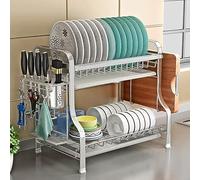 Smart Home, scolapiatti a 3 Ripiani con Supporto per Tagliere - Organizzatore da Cucina in Acciaio Inossidabile per Piatti e Utensili - Contenitore sopra Il lav