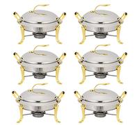 Smart Home, Set di scaldavivande da 3 Litri, Set da Buffet Rotondo in Acciaio Inox di Dimensioni Standard con padelle, Coperchio e Porta-combustibile, per
