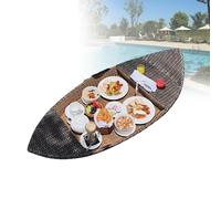 Smart Home, tavolino Galleggiante con Design in Rattan, portabevande Multifunzionale e Vassoio per la Colazione per attività acquatiche all'apert