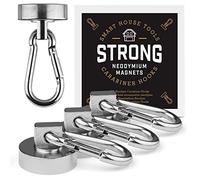Smart House Tools Magneti a cilindro con moschettone, 4 pezzi, Ø 25 mm, forza adesiva 22 kg, gancio magnetico, magnete al neodimio, magneti extra forti