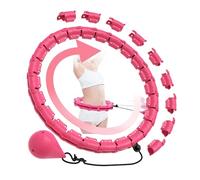 Smart Hula Hoop Fitness Dimagrante 24 Collegamenti (120 cm), Rimovibile, con Palla di Gravità Della, Adatto per Dispositivi Sportivi Intelligenti da Donna, Weighted Hula Hoops for Adults (Rosa)