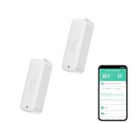 Smart igrometro termometro: impermeabile umidità e sensore di temperatura con notifica di allarme app, sensore WiFi automagnetico per interni esterni, compatibile Alexa (2 pezzi, bianco)