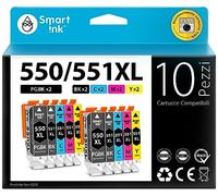 Smart Ink Cartucce Compatibili per Canon PGI-550 550XL CLI-551 XL 551XL (PGBK & BK/C/M/Y 10 Combo Pack) per la ricarica delle Pixma iX6850 MG5550 MG5650 MG6450 MG6650