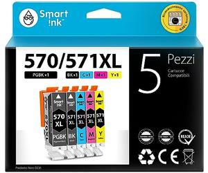 Smart Ink Cartucce Compatibili per Canon PGI 570 XL 570XL CLI 571 571XL (PGBK & BK/C/M/Y 5 Pack Combo) per la ricarica delle Pixma MG5750 MG6850 TS5050 TS6050 MG6851