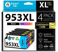Smart Ink Cartucce Compatibili per HP 953XL 953 (4 Pack) con tecnologia chip avanzata da utilizare su OfficeJet Pro 7720 7730 7740 8210 8700 8710 8720 8730 8734 8740 8743