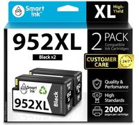 Smart Ink - Cartuccia di ricambio per HP 952XL 952 XL, colore: nero, confezione da 2 pezzi, compatibile con OfficeJet Pro 7720 7740 8200 8210 8216 8700 8710 8715 8720 8725 8730 8740 Advanced Chip Technology