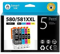 Smart Ink Cartuccia d'inchiostro Compatibile In sostituzione di Canon PGI 580XXL 580 CLI 581XXL 581 (PGBK & BK/C/M/Y 5 Combo Pack) per la ricarica delle stampanti Pixma TS6150 TS6250 TS6251 TR7550