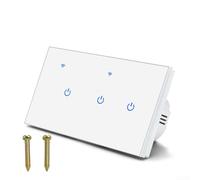 Smart - Interruttore da parete Wi-Fi a 2 vie, pannello in vetro, controllo vocale per Alexa e per app TUYA, telecomando 220 V 10 A, per lampade incandescenti e a risparmio energetico, bianco (3 Gang
