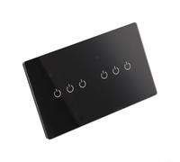 Smart - Interruttore da parete WLAN a 2 vie, touch glass, controllo vocale per Alexa e per app TUYA, telecomando interruttore della luce 220 V 10 A, conduttore neutro, nero (6 marce, 2 vie)
