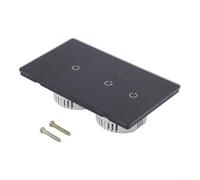 Smart - Interruttore da parete WLAN a 2 vie, touch glass, controllo vocale per Alexa e per app TUYA, telecomando interruttore della luce 220 V 10 A, conduttore neutro, nero (3 marce, 2 vie)