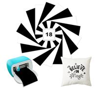 Smart Iron On per Cricut Joy, 18 pezzi pellicola per plotter in tessuto, Smart Heat Transfer Vinile Smart pellicola, rotolo di pellicola flessibile per altri tessuti, 14x30,5 cm, nero & bianco